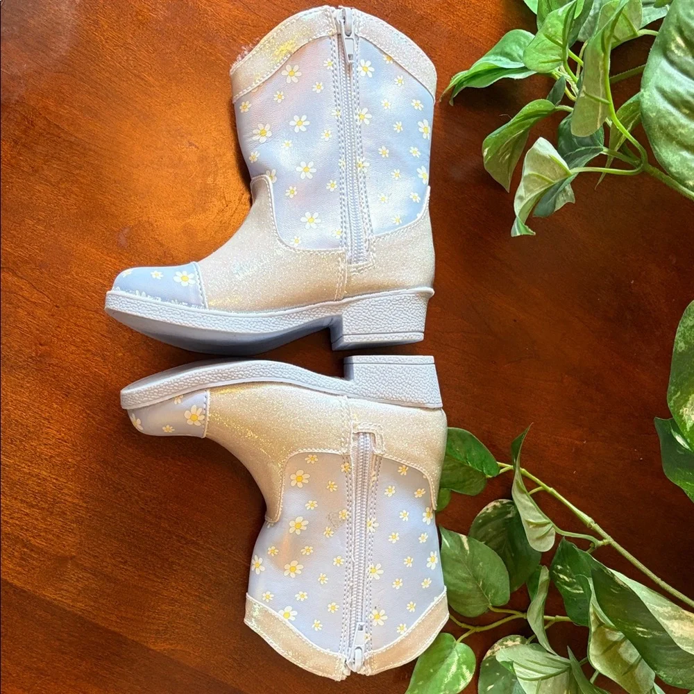 Girls Shimmer Daisy Western Boots with Character Accent - Picture 6 of 10